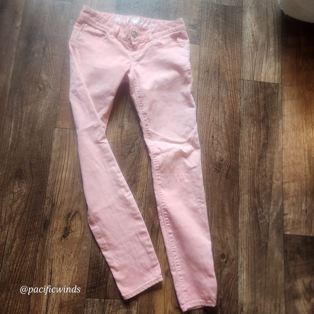 EXPRESS ZELDA SLIM FIT ULTRA LOW RISE MELON COLOR JEAN LEGGINGS SIZE 0